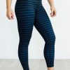 Athletic KIAVA Leggings | Striped Capri & Legging In Black And Blue