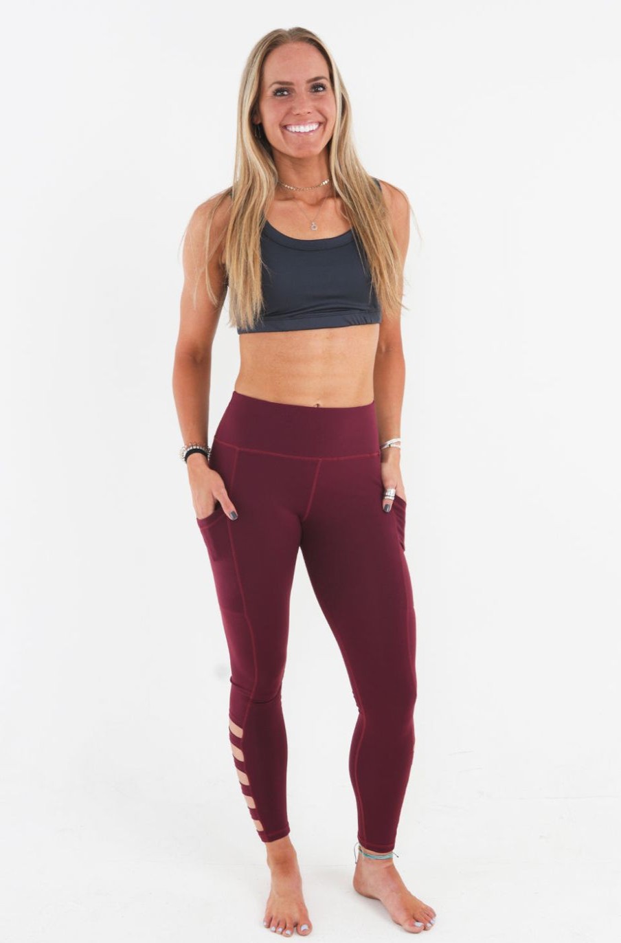 Athletic KIAVA Leggings | Cut Out Legging-Last Chance Colors Maroon