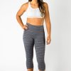 Athletic KIAVA Leggings | Striped Capri & Legging In Grey And Black [Ultra Luxe Fabric]